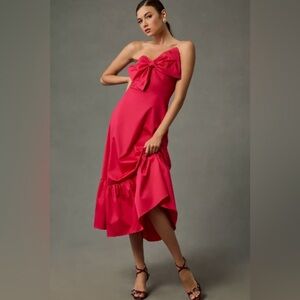 NWT Hutch Strapless Midi Dress in Hot Pink with Front Bow size 2
